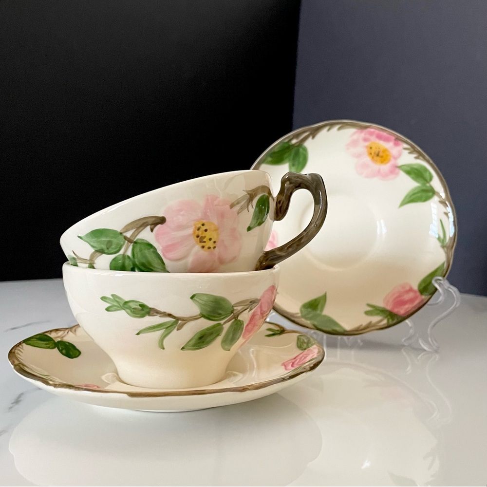 SET of 2 Tea Cups & Saucers - USA Desert Rose by Franciscan